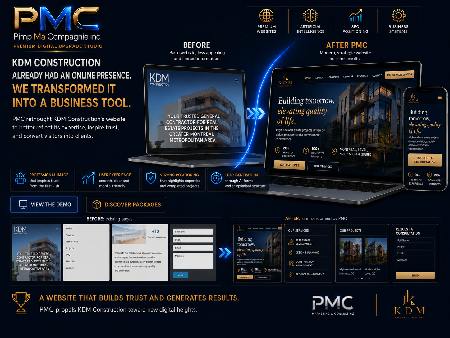 Before and after case study: KDM Construction website transformed by PMC